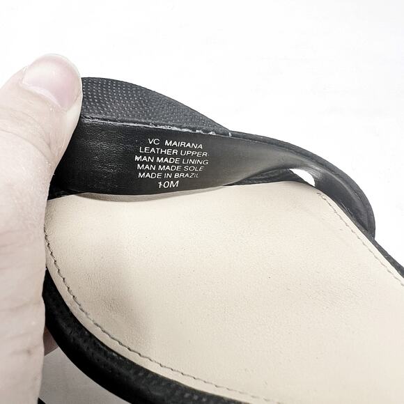 [Vince Camuto] Black Leather Mairana Minimalist Chunky Block Heel Sandals Sz 10 - Picture 10 of 12